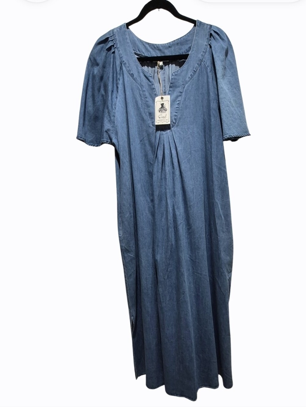 Easel Los Angeles Plus Size 1X Boho Chambray Maxi Dress  NWT